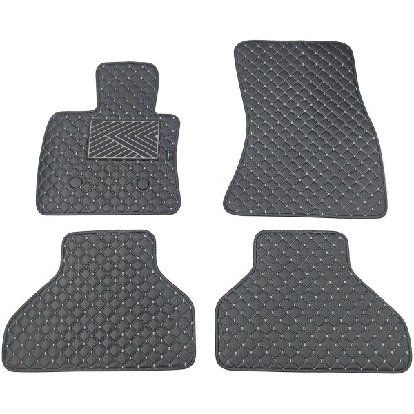 Bilmattor i konstläder QuiltyMats BMW X5 2013-2018 (F15) (Svart / grå sömmar)