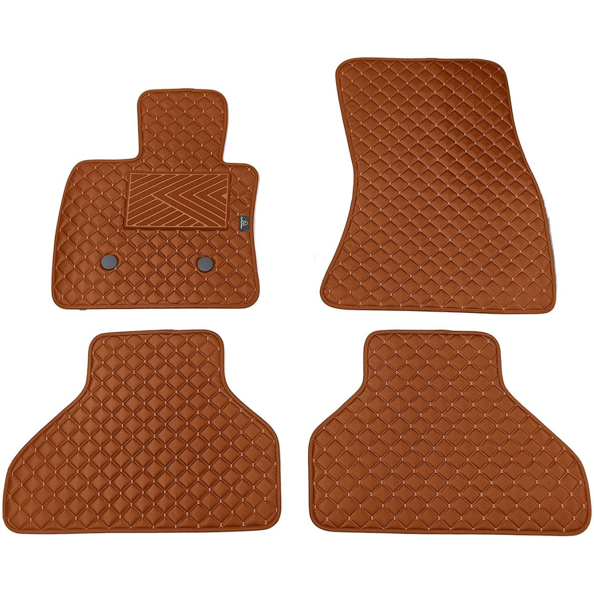 Bilmattor i konstläder QuiltyMats BMW X5 2013-2018 (F15) (Brun / bruna sömmar)