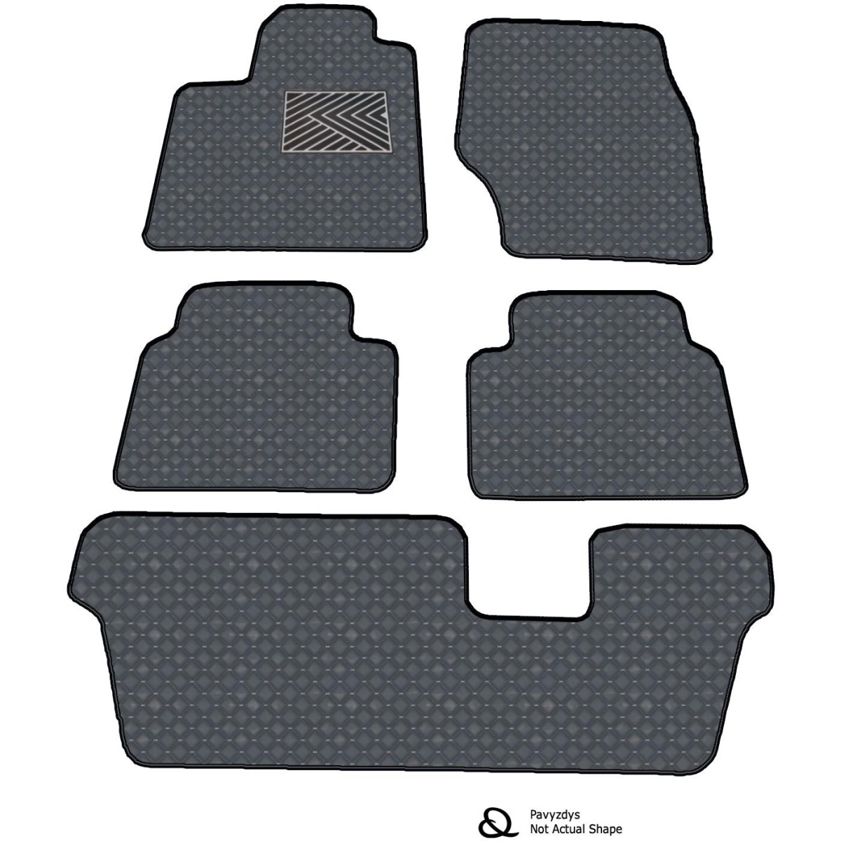Bilmattor i konstläder QuiltyMats VOLKSWAGEN TOURAN 2003-2015 (7v., I, IIochIII eilės) (Grå / grå sömmar)
