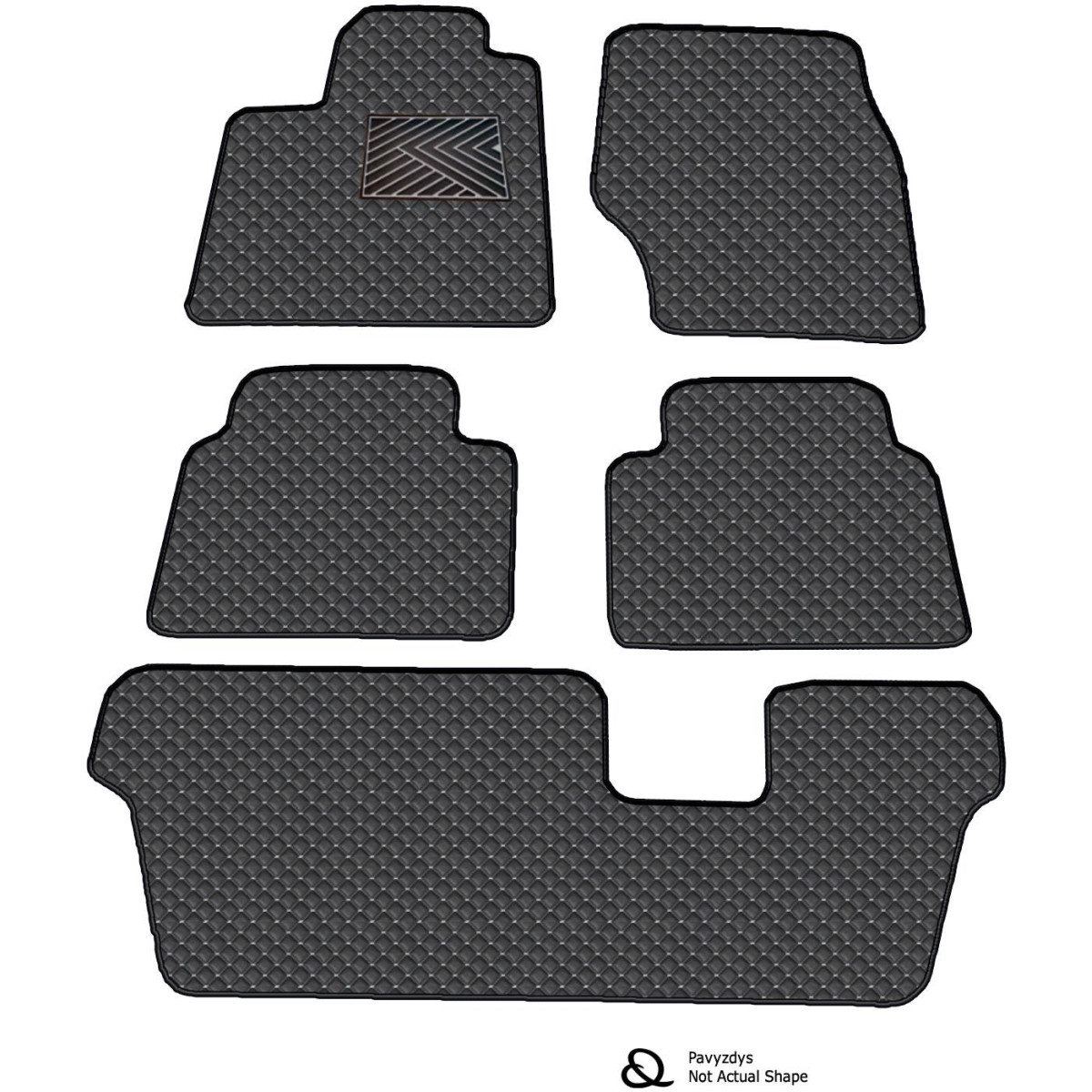 Bilmattor i konstläder QuiltyMats VOLVO XC90 2002-2014 (7v., I, IIochIII eilės) (Svart / grå sömmar)