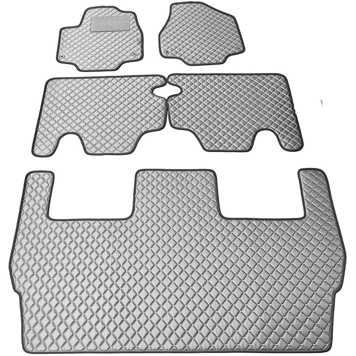 Bilmattor i konstläder QuiltyMats CHRYSLER PACIFICA från 2016 (I, IIochIII eilės, 5 st) (Grå / grå sömmar)