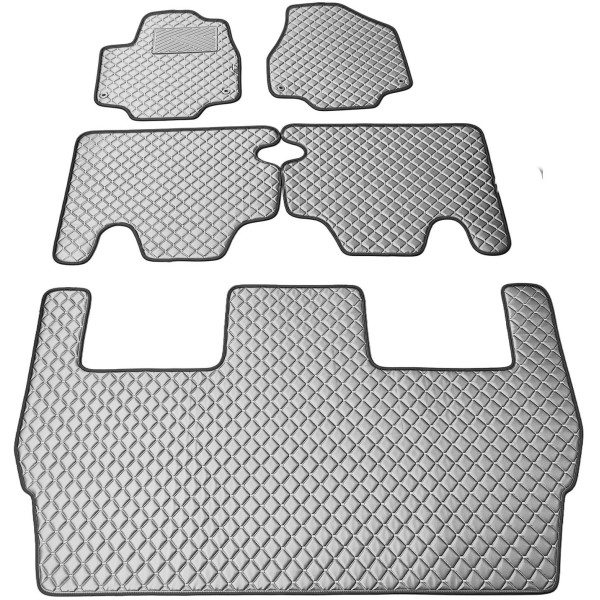 Bilmattor i konstläder QuiltyMats CHRYSLER PACIFICA från 2016 (I, IIochIII eilės, 5 st) (Grå / grå sömmar)
