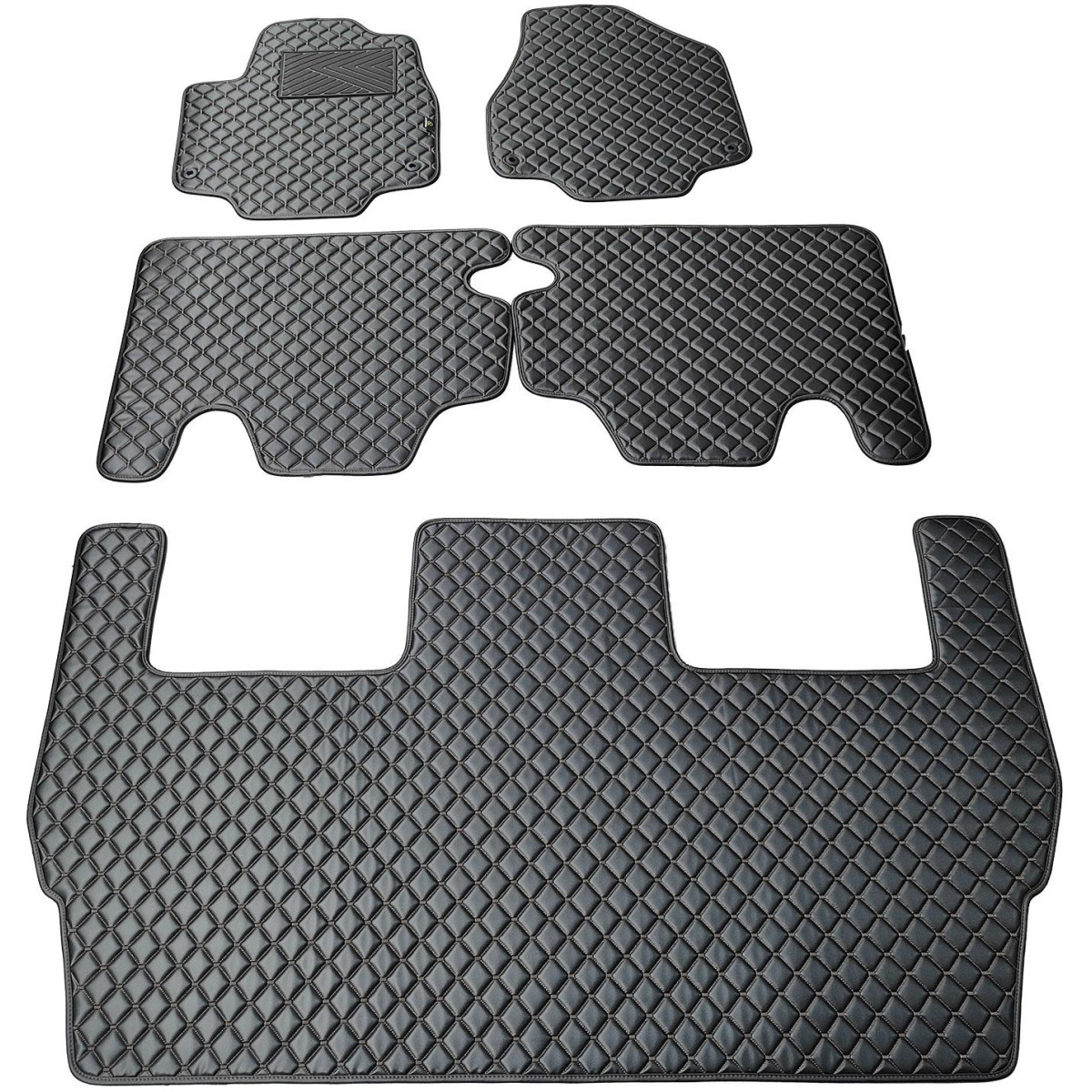 Bilmattor i konstläder QuiltyMats CHRYSLER PACIFICA från 2016 (Svart / svarta sömmar)