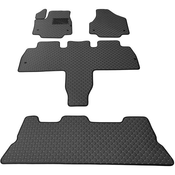 Bilmattor i konstläder QuiltyMats CHRYSLER PACIFICA från 2021 (I, IIochIII eilės, Hibridas) (Svart / grå sömmar)
