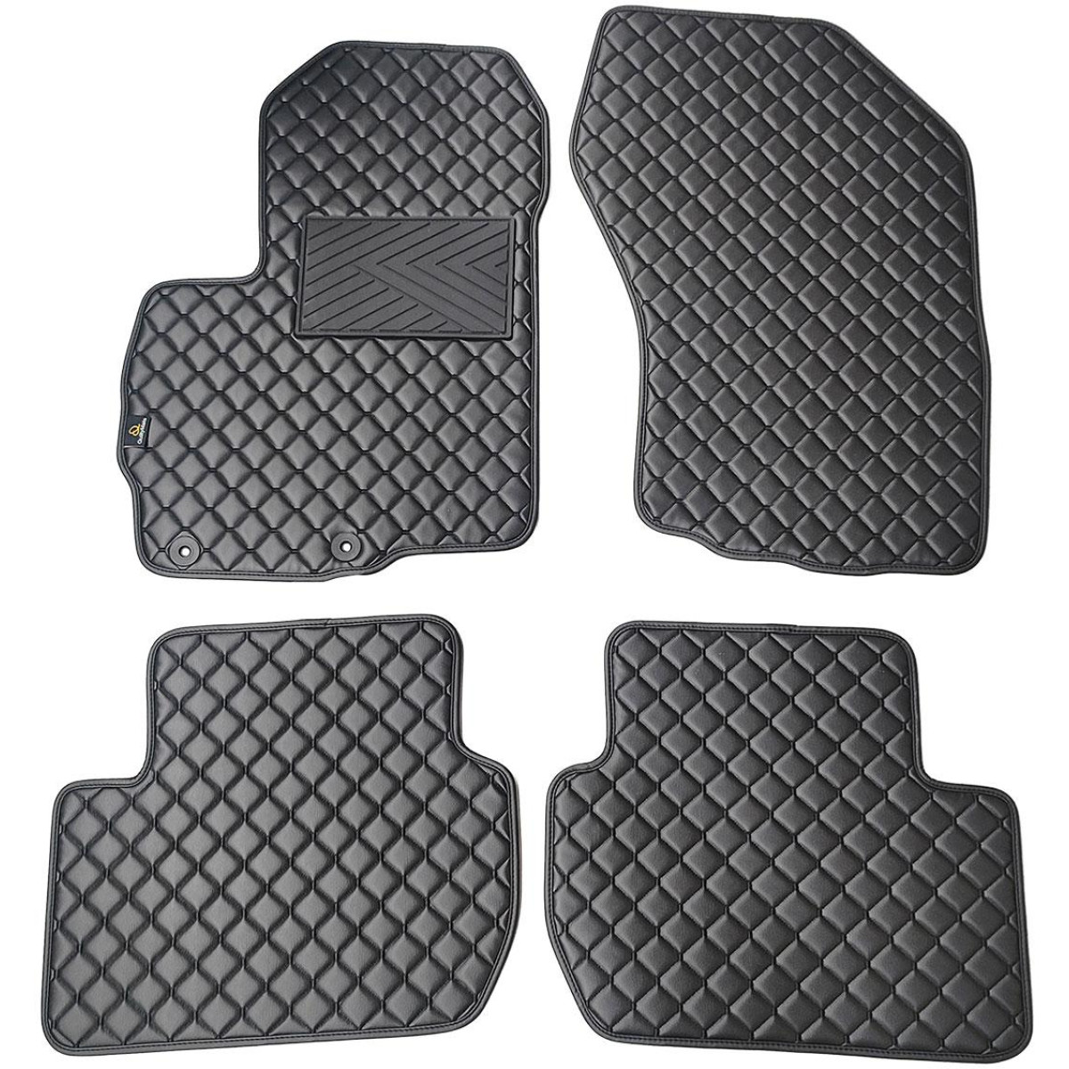 Bilmattor i konstläder QuiltyMats CITROEN C-CROSSER 2007-2012 (Svart / svarta sömmar)