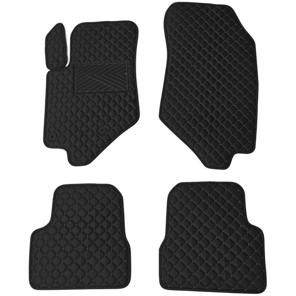 Bilmattor i konstläder QuiltyMats PEUGEOT 2008 från 2019 (Svart / svarta sömmar)