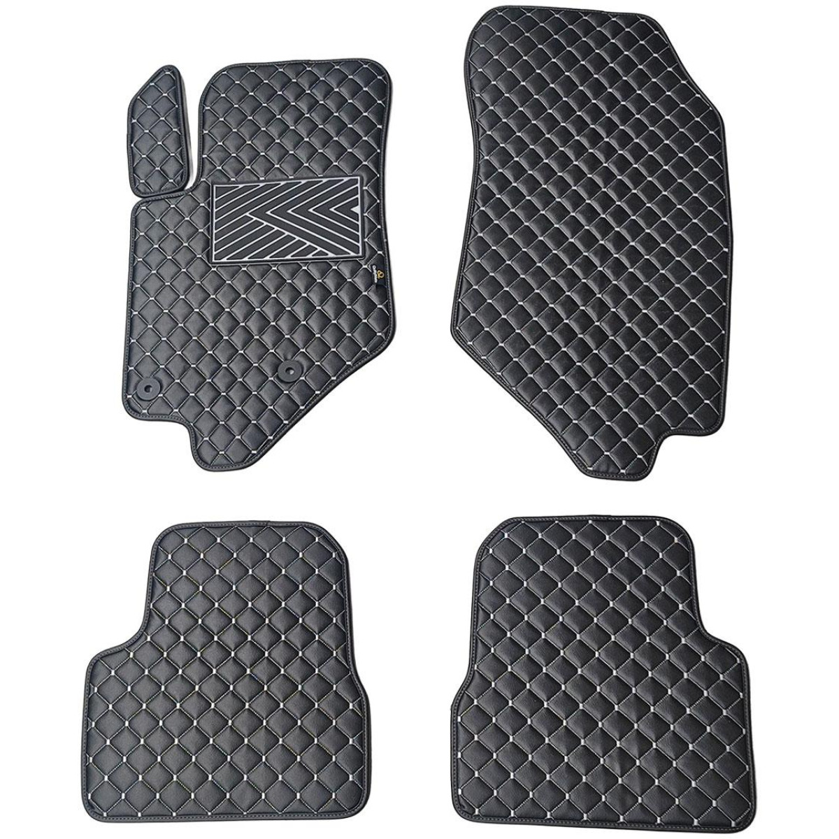 Bilmattor i konstläder QuiltyMats PEUGEOT 2008 från 2019 (Svart / grå sömmar)