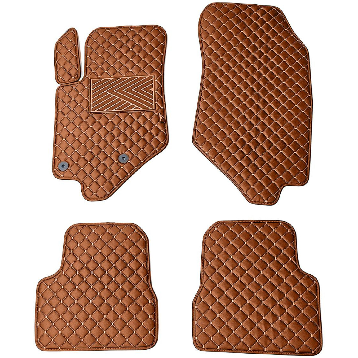 Bilmattor i konstläder QuiltyMats PEUGEOT 2008 från 2019 (Brun / bruna sömmar)