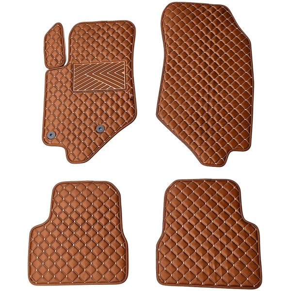 Bilmattor i konstläder QuiltyMats PEUGEOT 2008 från 2019 (Brun / bruna sömmar)