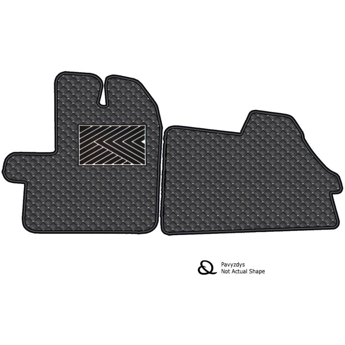 Bilmattor i konstläder QuiltyMats VOLKSWAGEN CRAFTER från 2017 (3 platser) (Svart / grå sömmar)