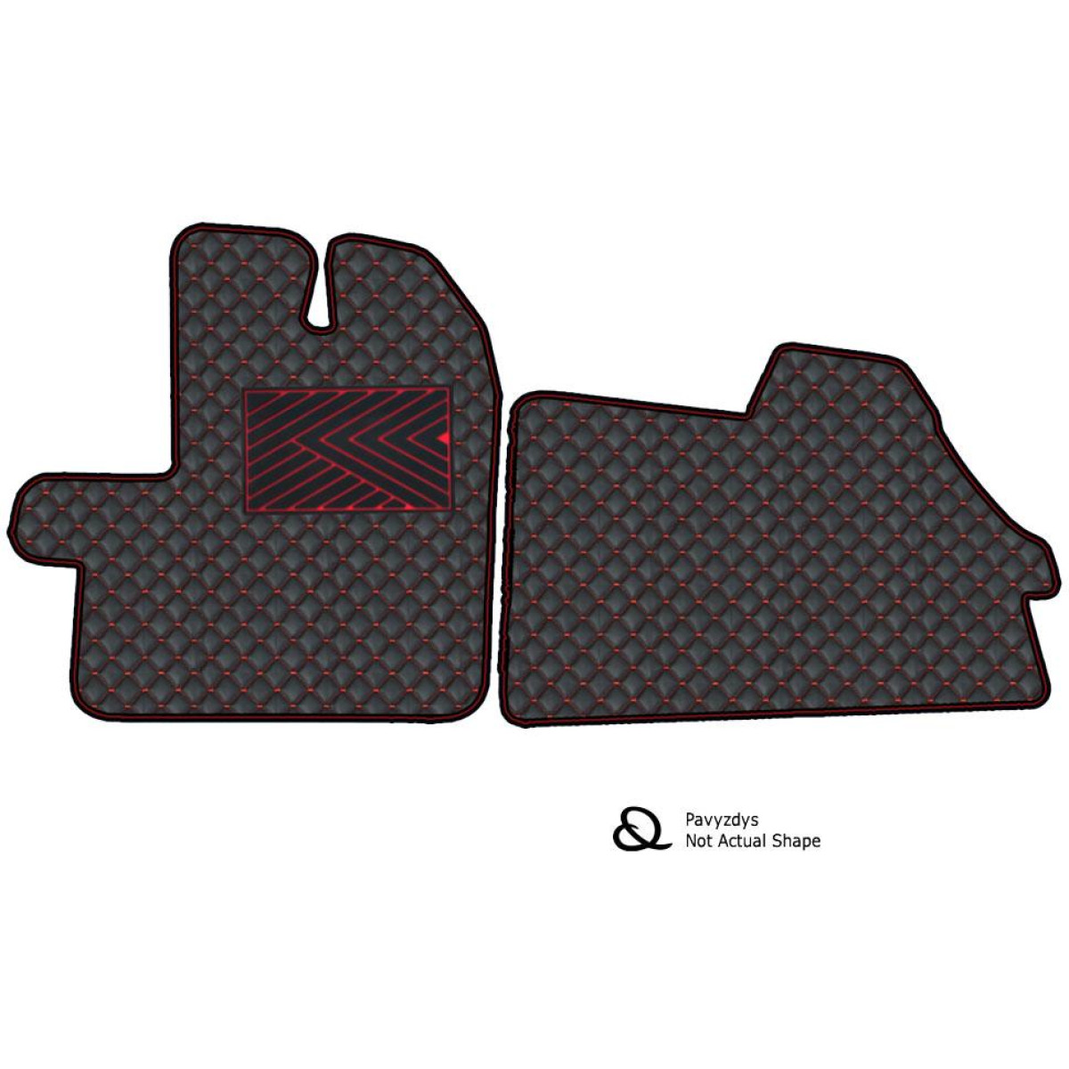 Bilmattor i konstläder QuiltyMats VOLKSWAGEN CRAFTER från 2017 (3 platser) (Svart / röda sömmar)
