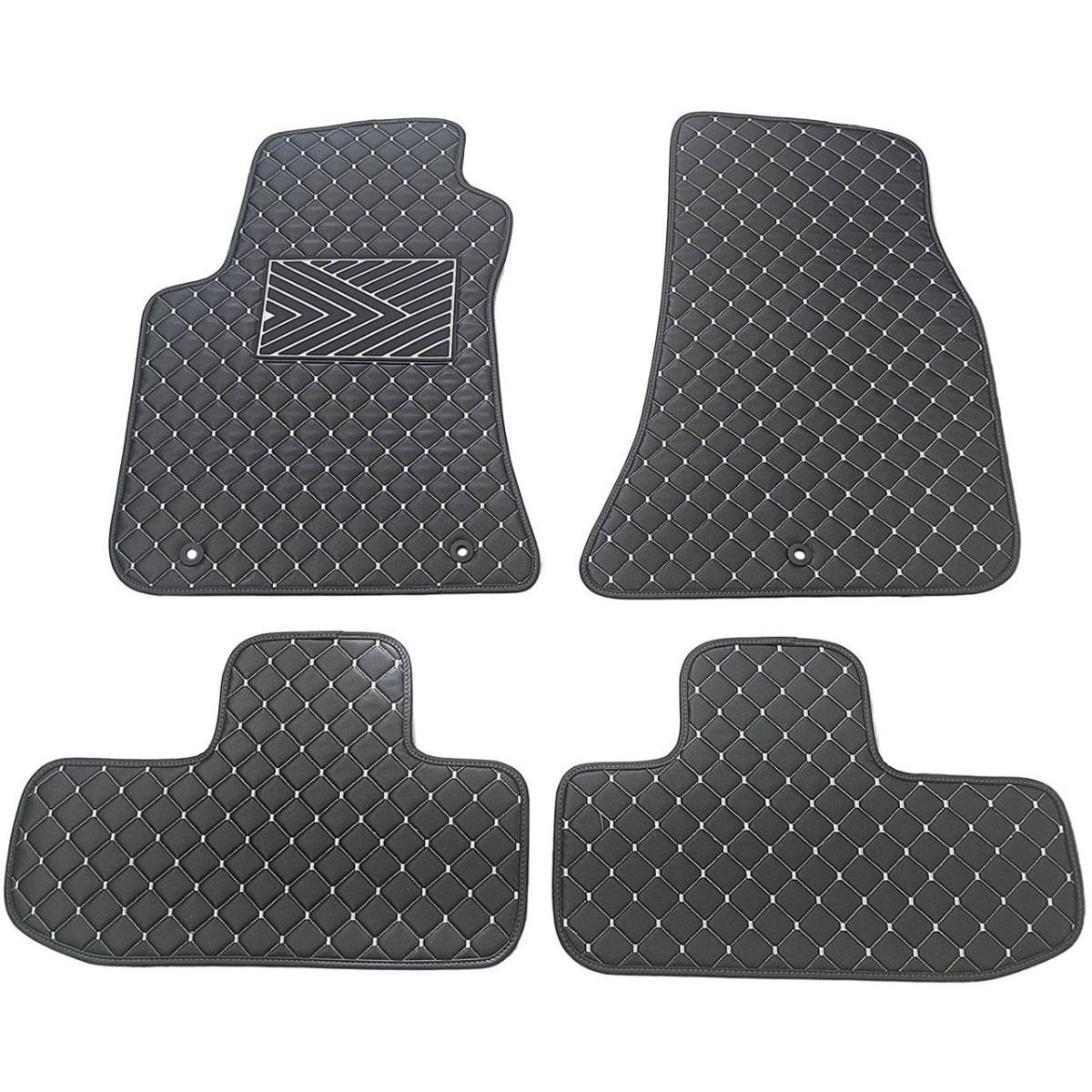Bilmattor i konstläder QuiltyMats DODGE CHALLENGER 2008-2023 (Svart / grå sömmar)