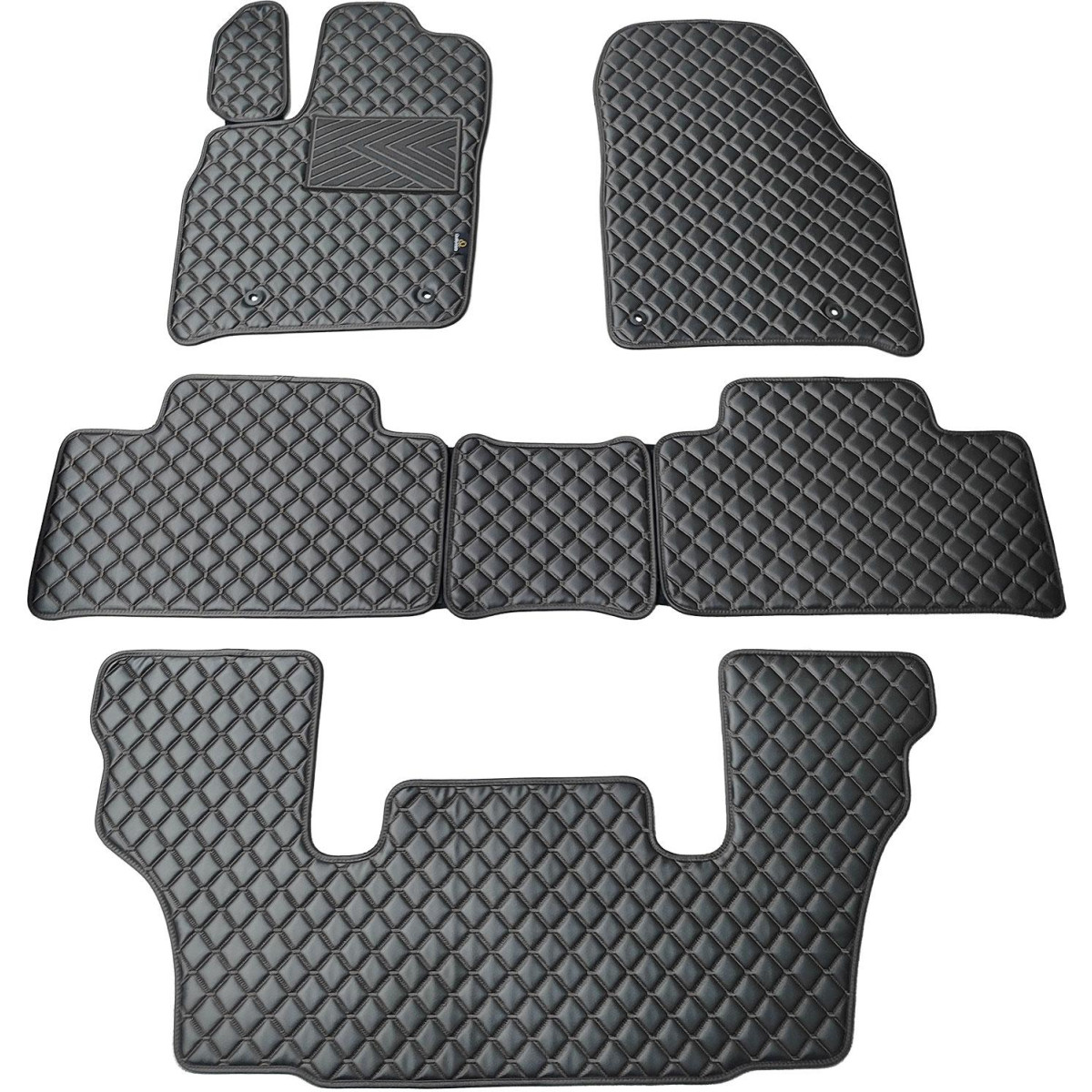 Bilmattor i konstläder QuiltyMats DODGE DURANGO från 2011 (I, IIochIII eilės 6v.) (Svart / svarta sömmar)