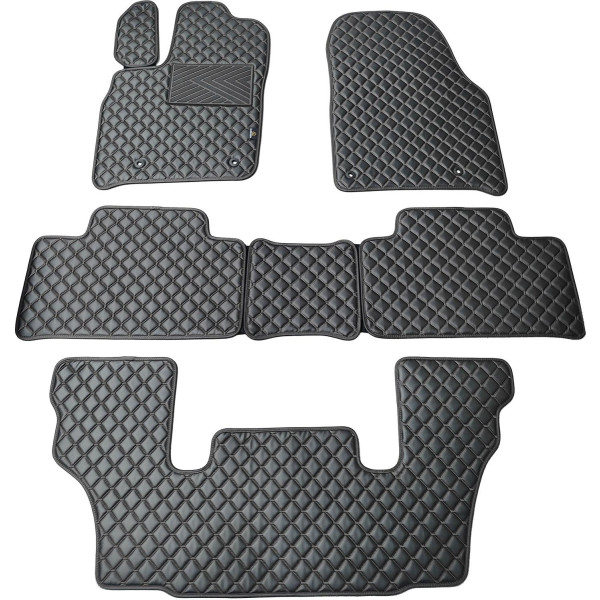 Bilmattor i konstläder QuiltyMats DODGE DURANGO från 2011 (I, IIochIII eilės 6v.) (Svart / svarta sömmar)