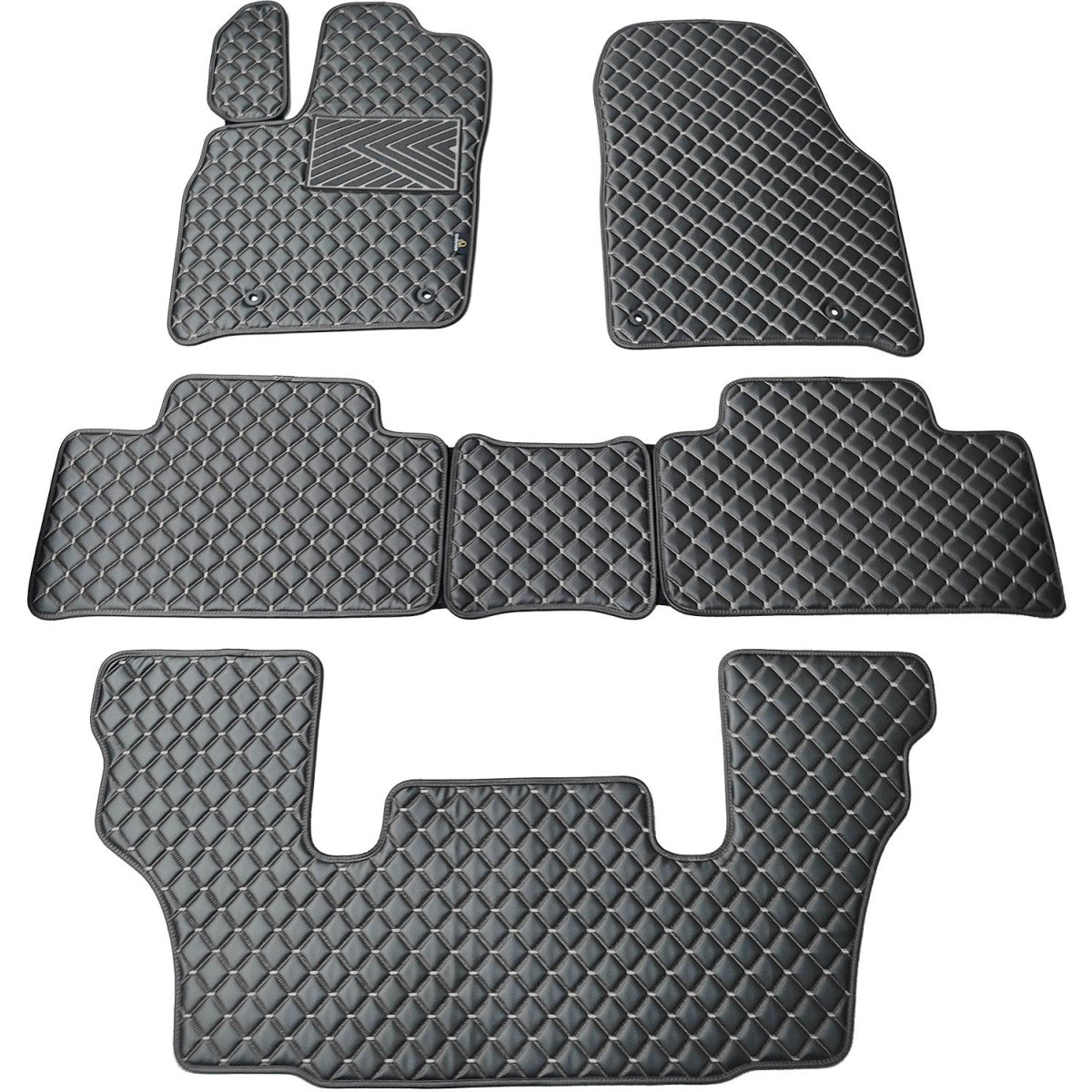 Bilmattor i konstläder QuiltyMats DODGE DURANGO från 2011 (I, IIochIII eilės 6v.) (Svart / grå sömmar)