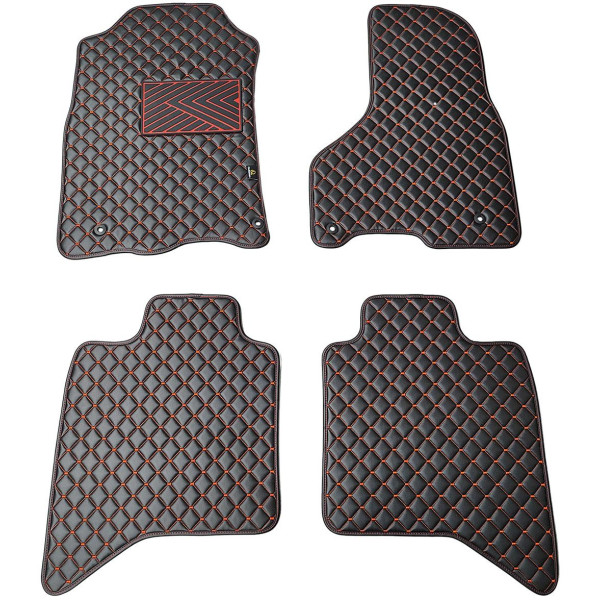 Bilmattor i konstläder QuiltyMats DODGE RAM 2009-2019 (Svart / röda sömmar)