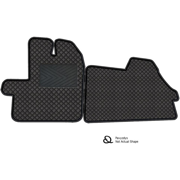 Bilmattor i konstläder QuiltyMats FORD TRANSIT från 2013 (Svart / svarta sömmar)