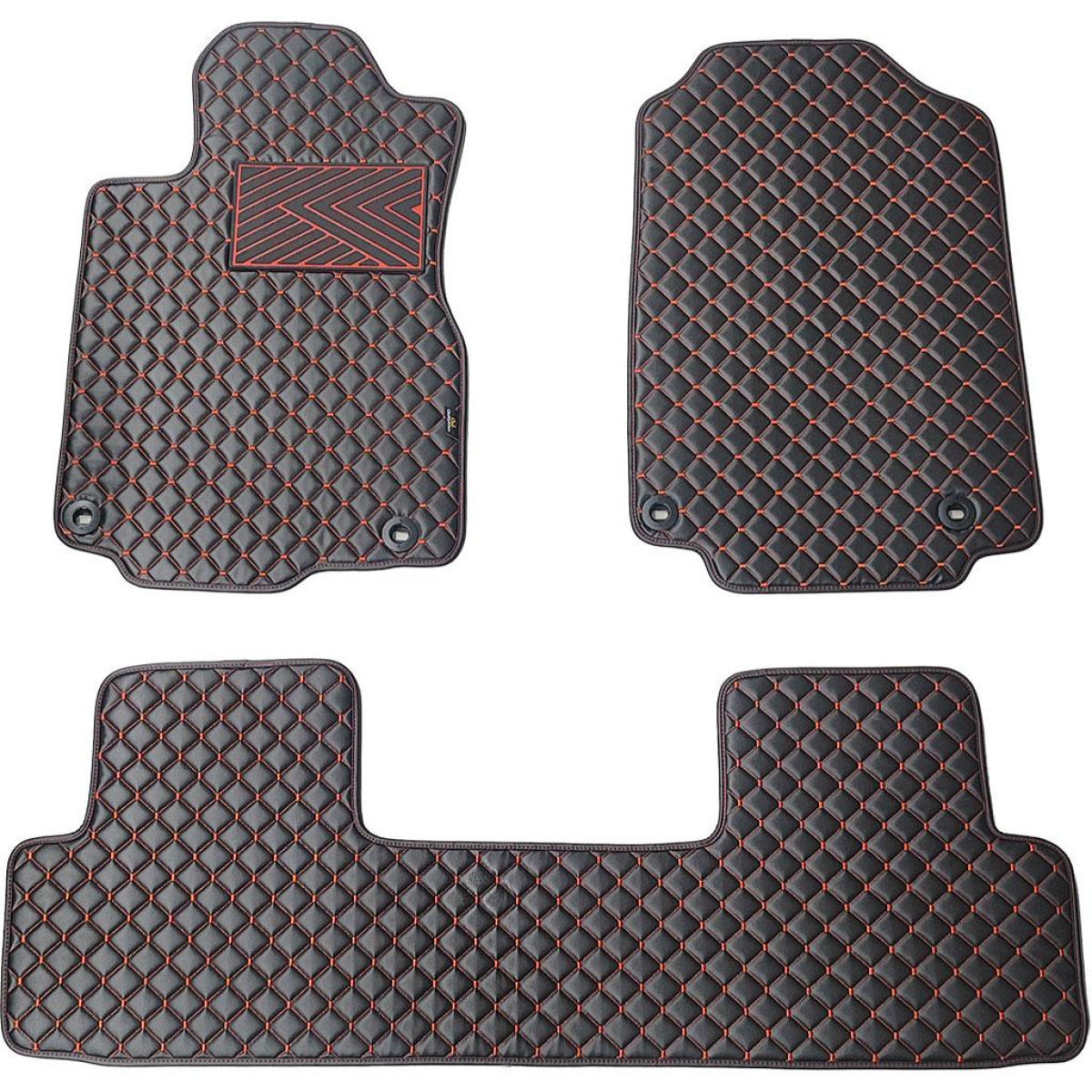 Bilmattor i konstläder QuiltyMats HONDA CR-V 2012-2016 (USA) (Svart / röda sömmar)