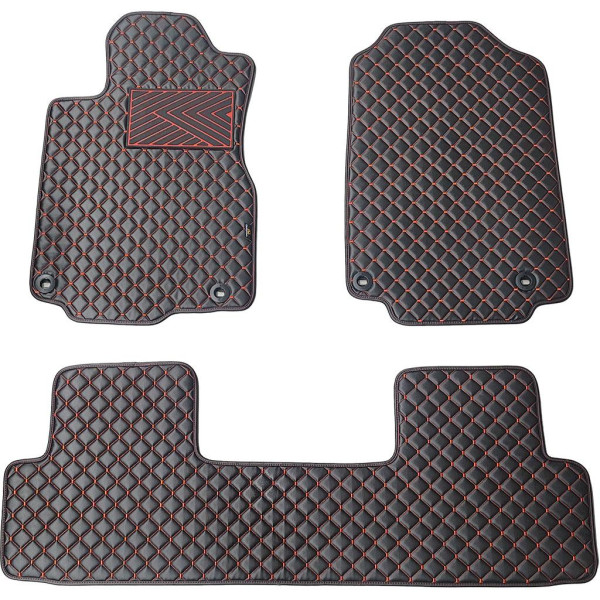 Bilmattor i konstläder QuiltyMats HONDA CR-V 2012-2016 (USA) (Svart / röda sömmar)