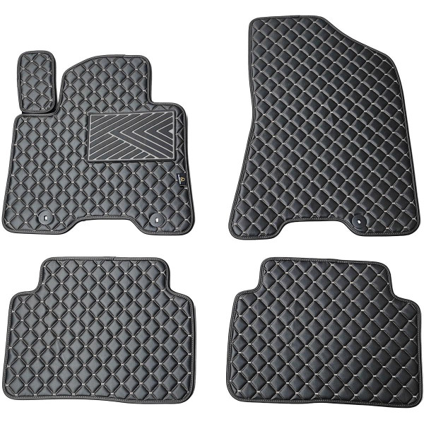 Bilmattor i konstläder QuiltyMats HYUNDAI TUCSON 2015-2021 (3 karta TL) (Svart / grå sömmar)
