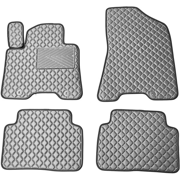 Bilmattor i konstläder QuiltyMats HYUNDAI TUCSON 2015-2021 (3 karta (TL)) (Grå / grå sömmar)