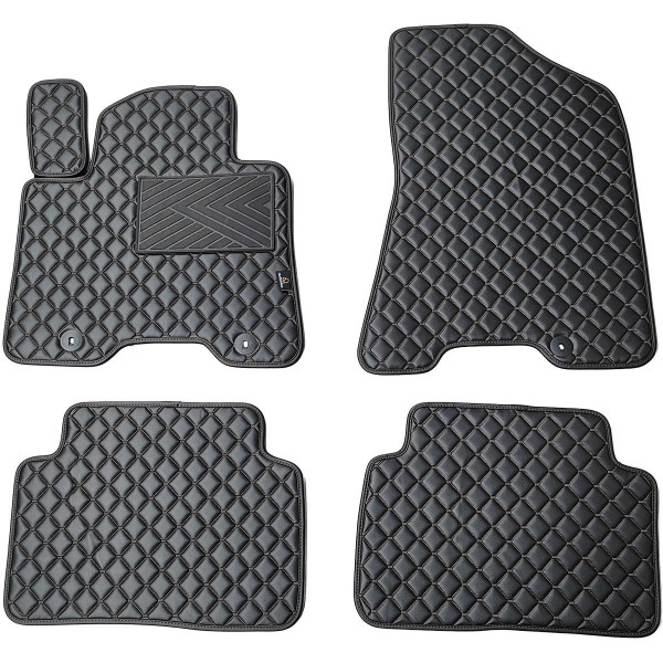 Bilmattor i konstläder QuiltyMats HYUNDAI TUCSON 2015-2021 (TL) (Svart / svarta sömmar)