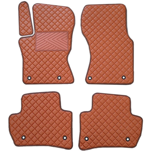 Bilmattor i konstläder QuiltyMats JAGUAR F-PACE 2016-2025 (Brun / bruna sömmar)