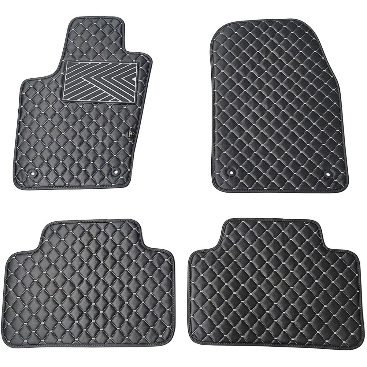 Bilmattor i konstläder QuiltyMats JEEP GRAND CHEROKEE 2010-2020 (Svart / grå sömmar)