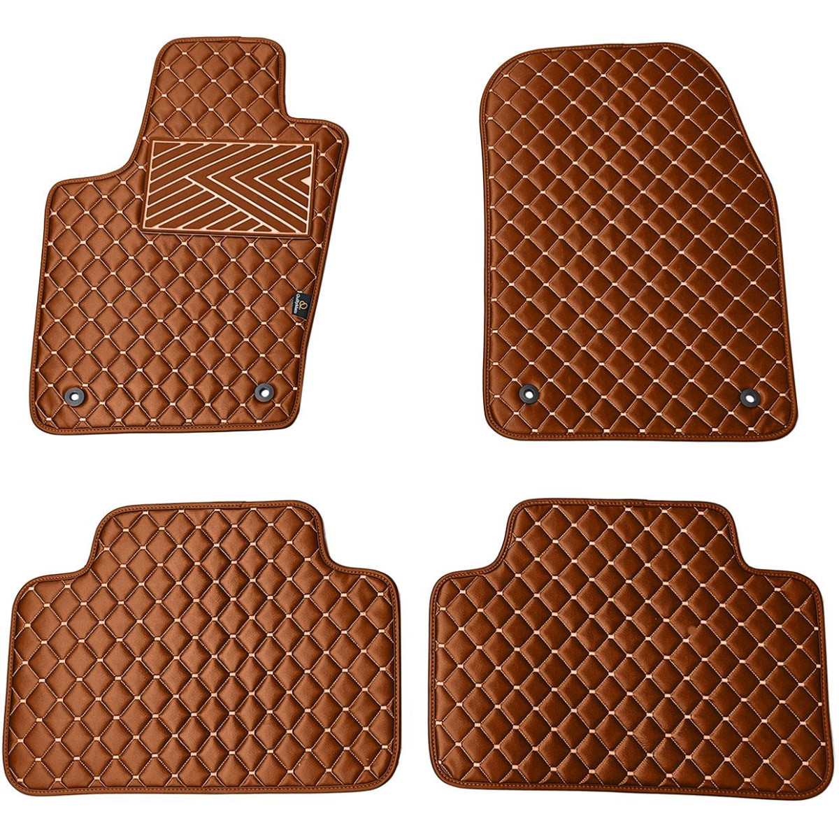 Bilmattor i konstläder QuiltyMats JEEP GRAND CHEROKEE 2010-2020 (Brun / bruna sömmar)