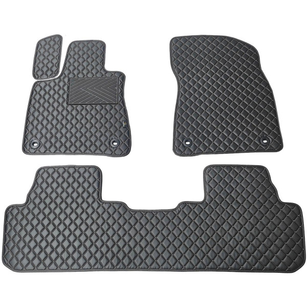 Bilmattor i konstläder QuiltyMats LEXUS RX 2015-2022 (Svart / svarta sömmar)