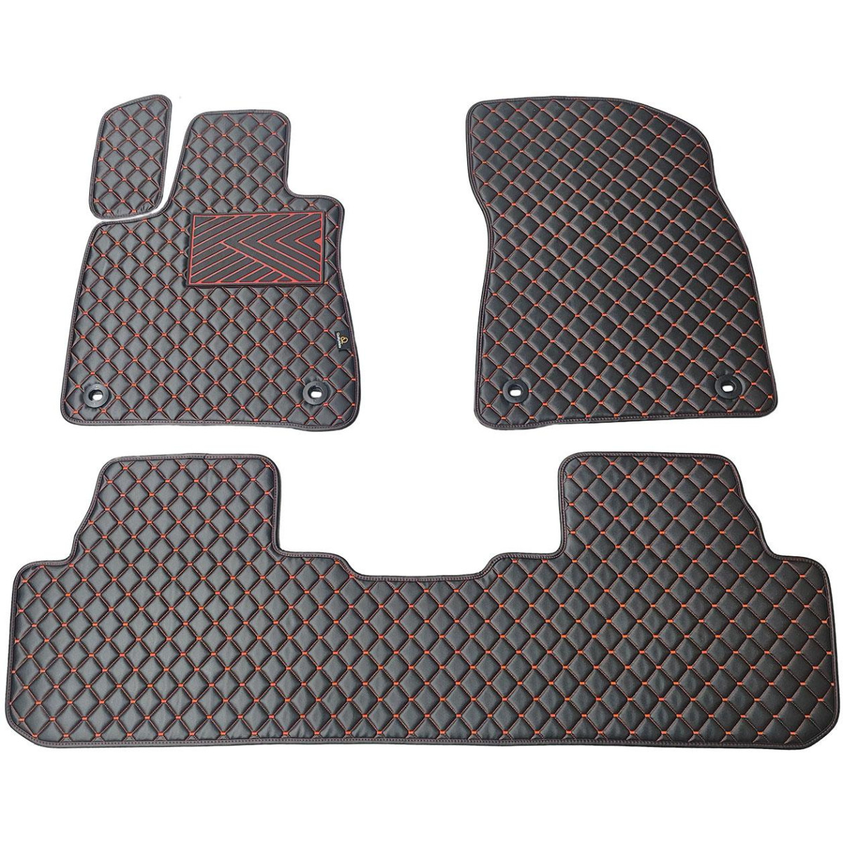 Bilmattor i konstläder QuiltyMats LEXUS RX 2015-2022 (Svart / röda sömmar)