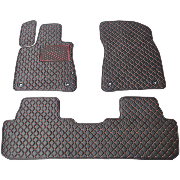 Bilmattor i konstläder QuiltyMats LEXUS RX 2015-2022 (Svart / röda sömmar)
