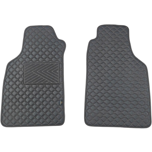 Bilmattor i konstläder QuiltyMats LIGIER JS50 från 2012 (Svart / svarta sömmar)