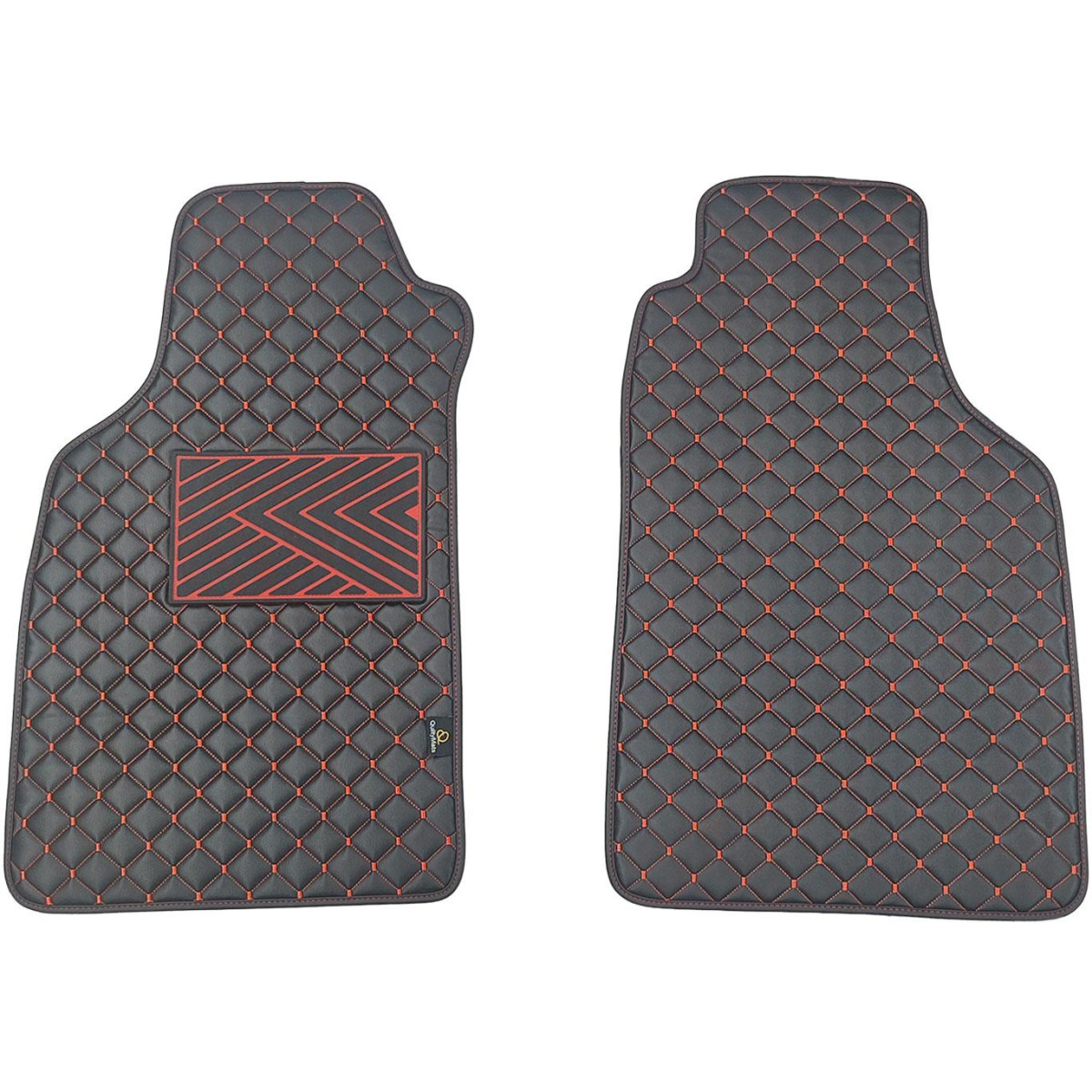 Bilmattor i konstläder QuiltyMats LIGIER JS50 från 2012 (Svart / röda sömmar)