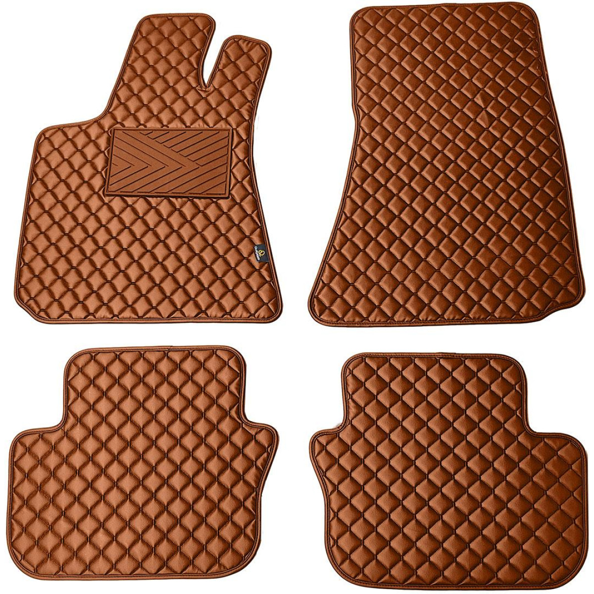 Bilmattor i konstläder QuiltyMats MASERATI GHIBLI 2013-2023 (Brun / bruna sömmar)