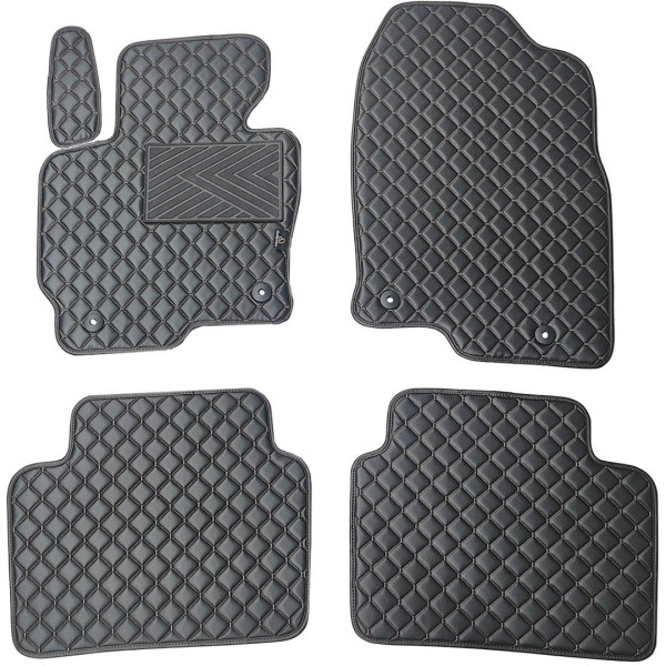 Bilmattor i konstläder QuiltyMats MAZDA CX-5 2012-2016 (Svart / svarta sömmar)