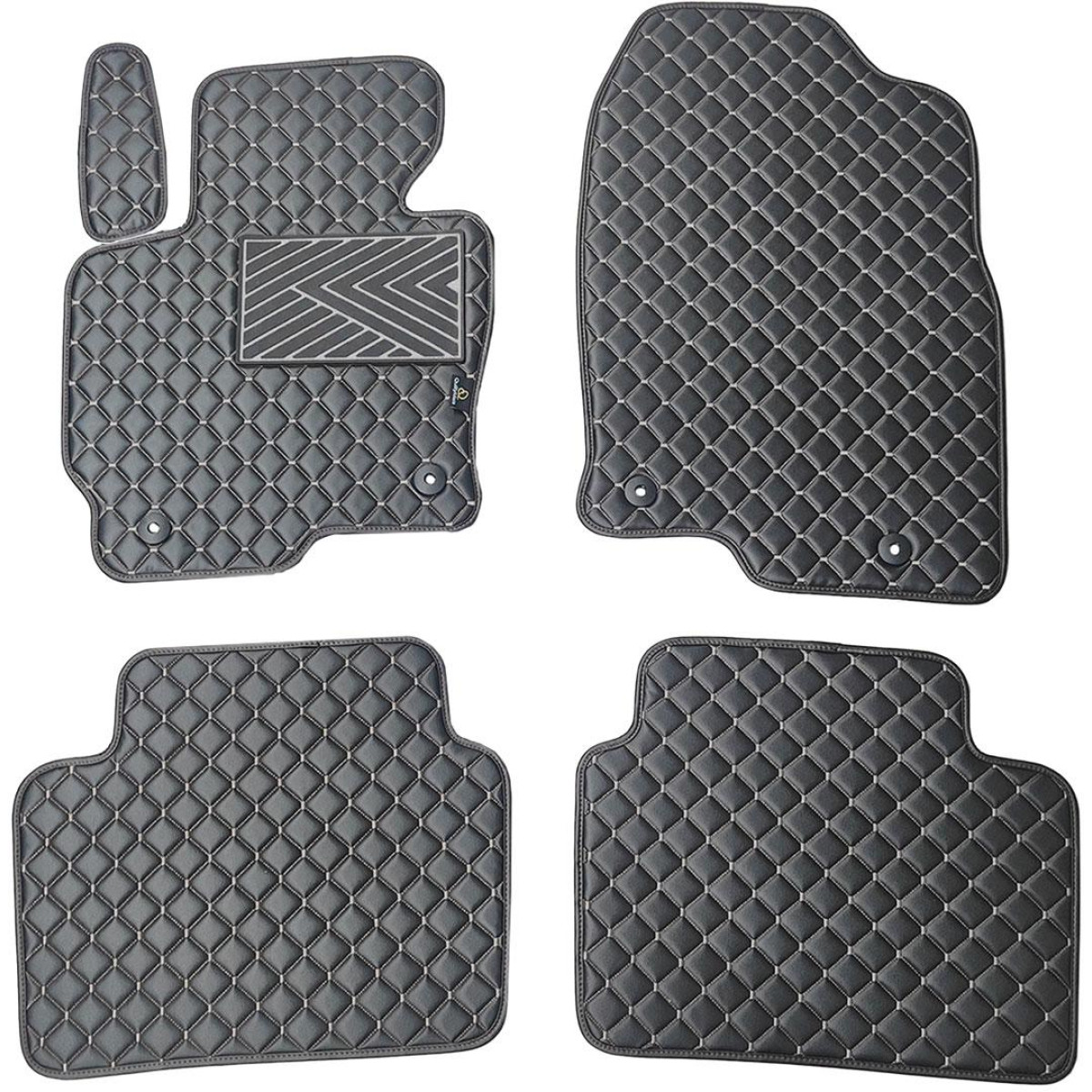 Bilmattor i konstläder QuiltyMats MAZDA CX-5 2012-2016 (Svart / grå sömmar)