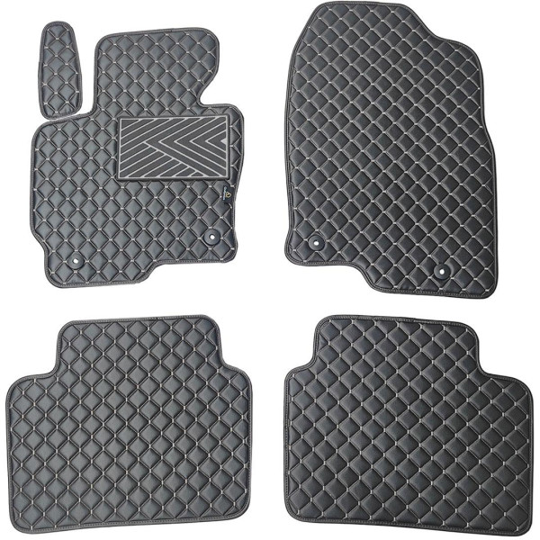 Bilmattor i konstläder QuiltyMats MAZDA CX-5 2012-2016 (Svart / grå sömmar)