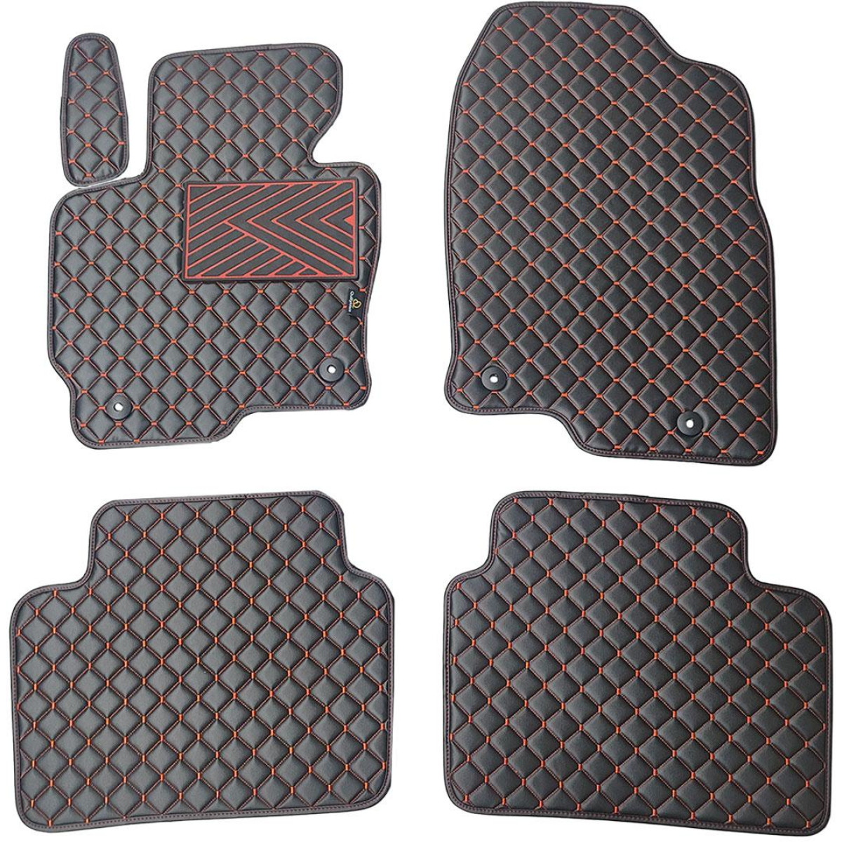 Bilmattor i konstläder QuiltyMats MAZDA CX-5 2012-2016 (Svart / röda sömmar)