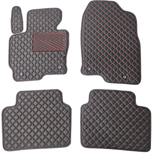 Bilmattor i konstläder QuiltyMats MAZDA CX-5 2012-2016 (Svart / röda sömmar)