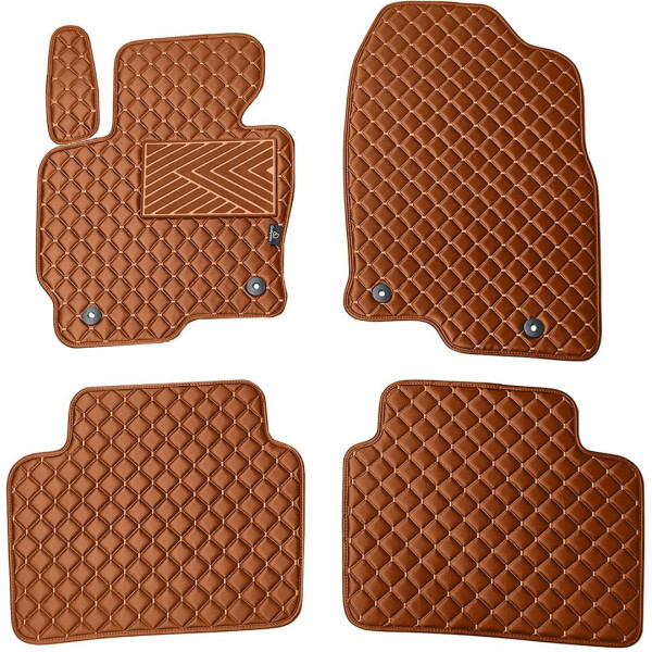 Bilmattor i konstläder QuiltyMats MAZDA CX-5 2012-2016 (Brun / bruna sömmar)