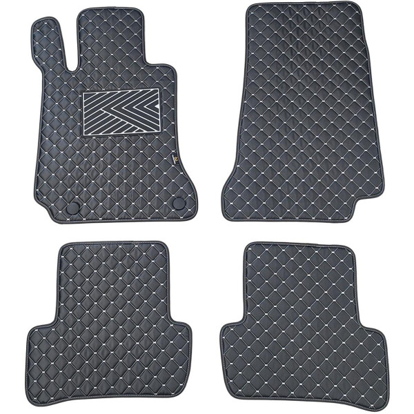 Bilmattor i konstläder QuiltyMats MERCEDES-BENZ C-class W205 2014-2021 (Svart / grå sömmar)