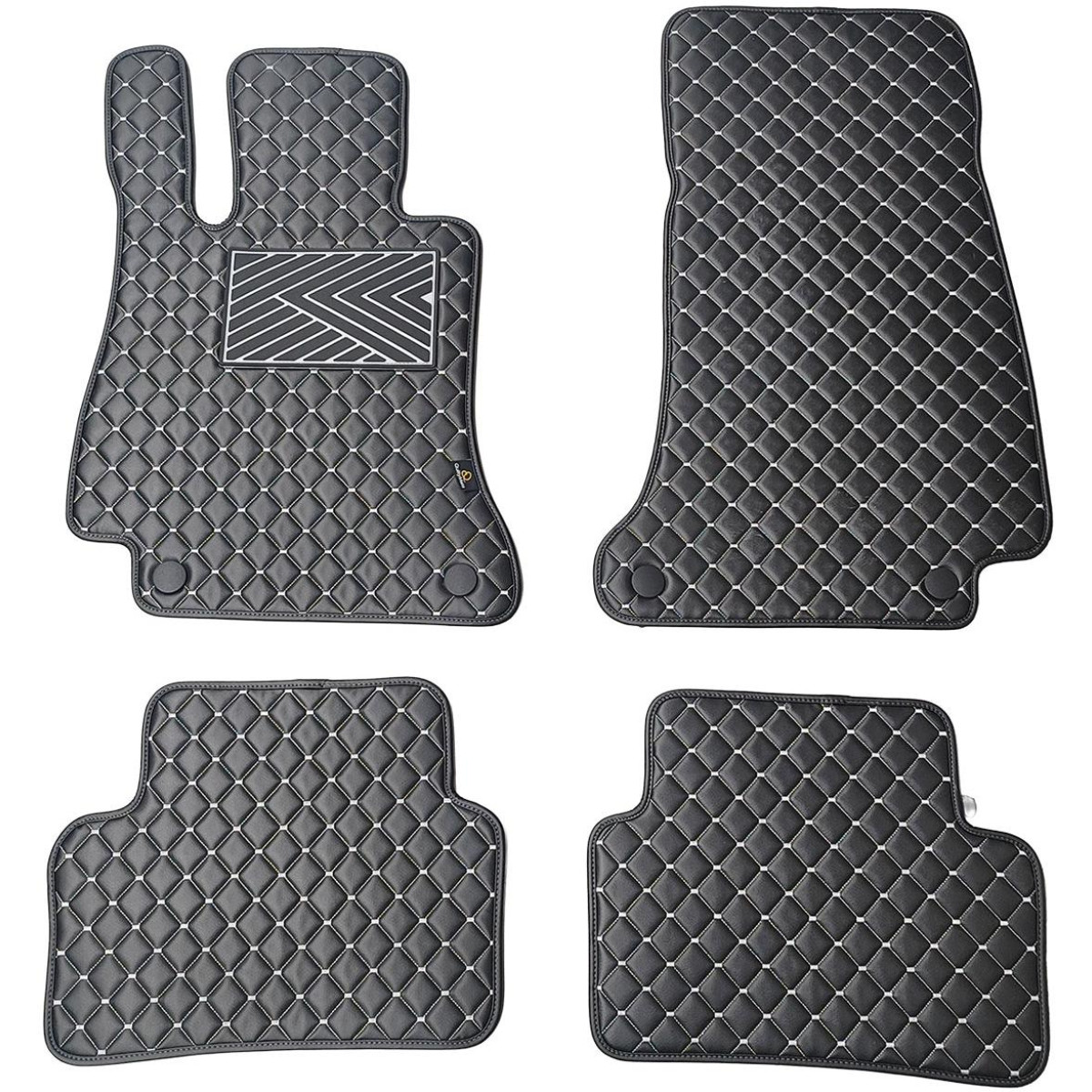 Bilmattor i konstläder QuiltyMats MERCEDES-BENZ E-class W213 2016-2023 (Svart / grå sömmar)