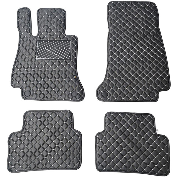 Bilmattor i konstläder QuiltyMats MERCEDES-BENZ E-class W213 2016-2023 (Svart / grå sömmar)