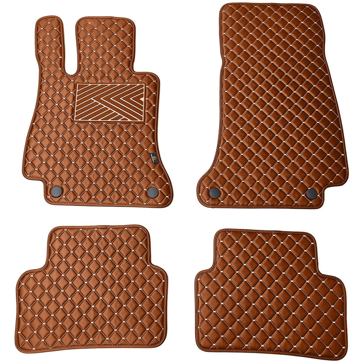 Bilmattor i konstläder QuiltyMats MERCEDES-BENZ E-class W213 2016-2023 (Brun / bruna sömmar)