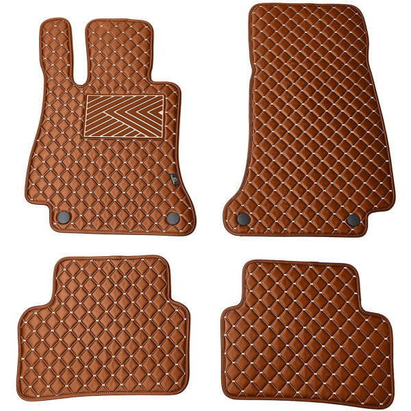 Bilmattor i konstläder QuiltyMats MERCEDES-BENZ E-class W213 2016-2023 (Brun / bruna sömmar)