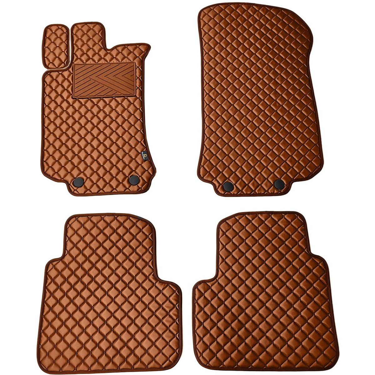 Bilmattor i konstläder QuiltyMats MERCEDES-BENZ R-class W251 2005-2015 (Brun / bruna sömmar)