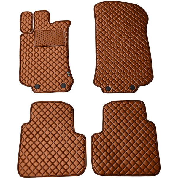 Bilmattor i konstläder QuiltyMats MERCEDES-BENZ R-class W251 2005-2015 (Brun / bruna sömmar)
