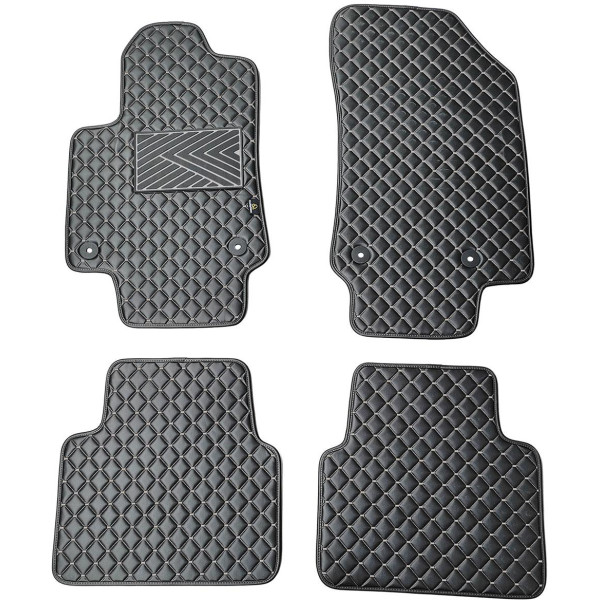 Bilmattor i konstläder QuiltyMats OPEL CROSSLAND X 2017-2024 (Svart / grå sömmar)