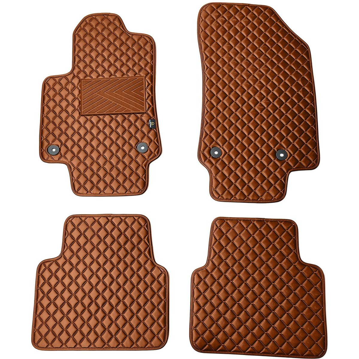 Bilmattor i konstläder QuiltyMats OPEL CROSSLAND X 2017-2024 (Brun / bruna sömmar)